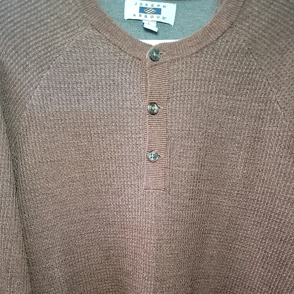 Joseph Abboud Sweater Henley Wool Blend Long Sleeve Rust Orange Large Preppy - Picture 4 of 4